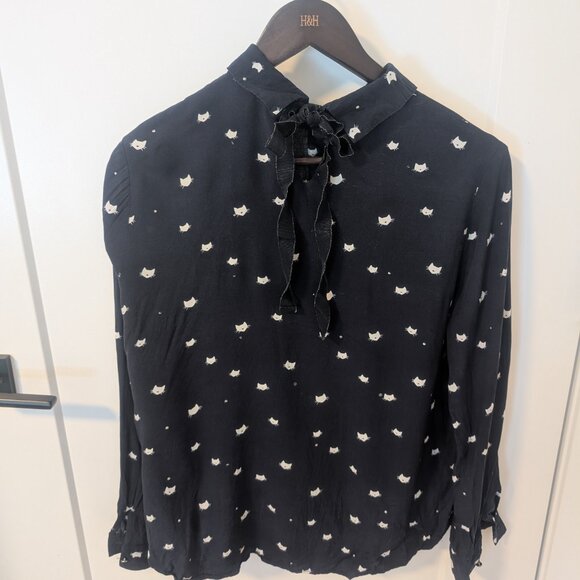 Grace and Mila Cat Blouse with ribbon tie back - Picture 3 of 4